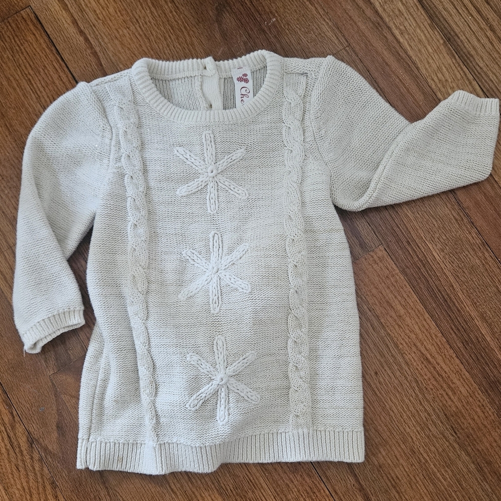 Girls Infant Cherokee Gold Sparkle Almond Cream Sweater & Bottoms